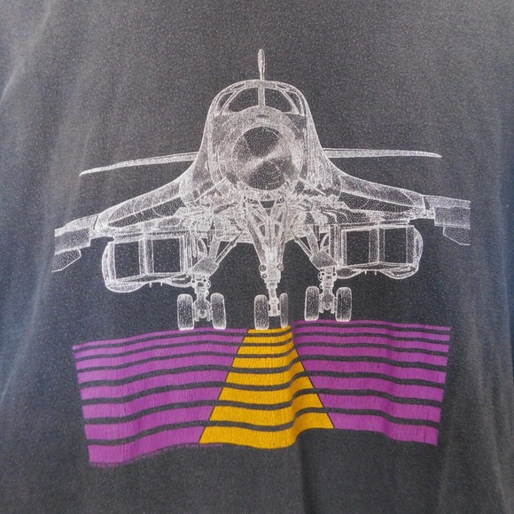 Vintage 80s Fighter Jet B-1B Military Plane Shirt Adult XL Single Stitch RARE - Picture 3 of 14